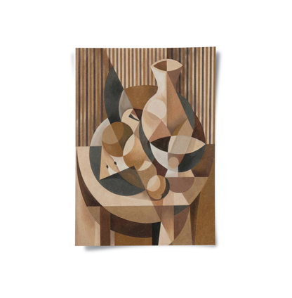Abstract Geometric Vase and Fruit - Poster