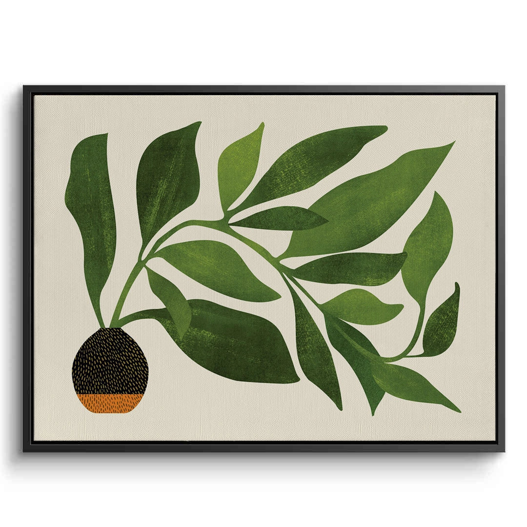 2Abstract Green Leaf - Canvas