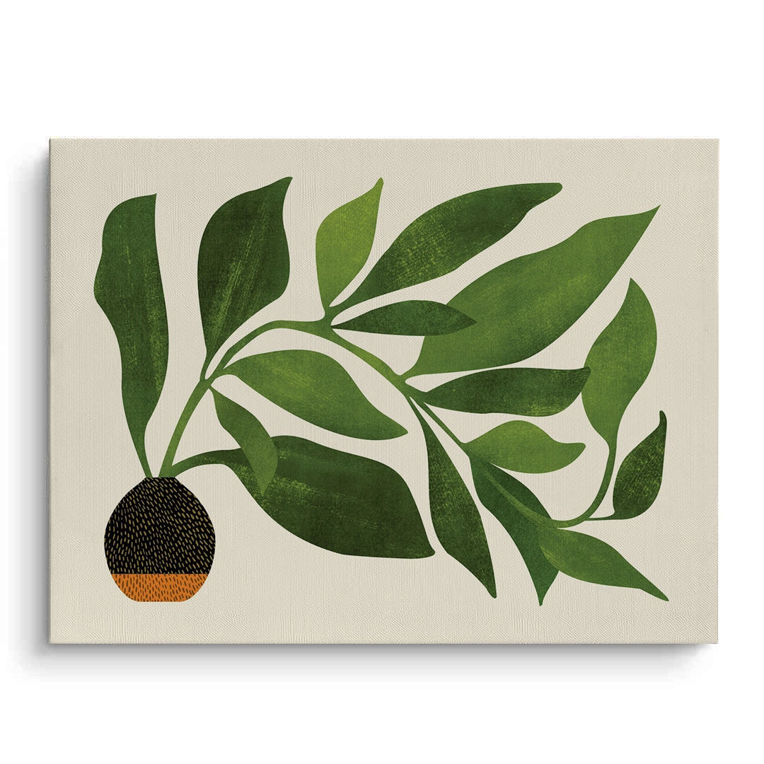 2Abstract Green Leaf - Canvas