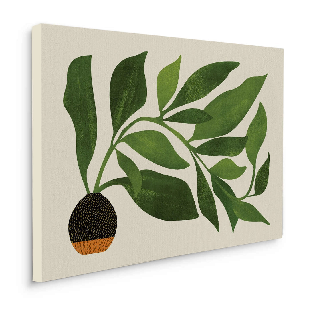 2Abstract Green Leaf - Canvas