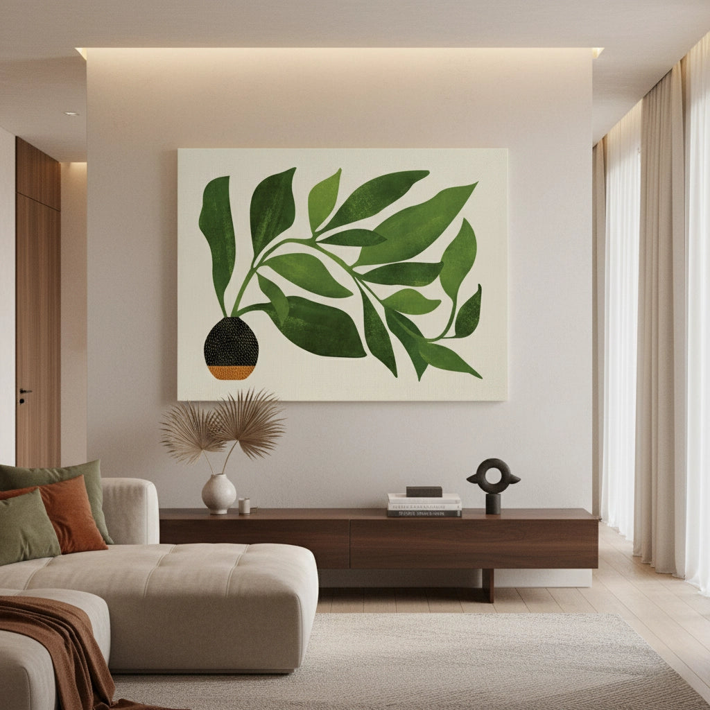 Abstract Green Leaf - Canvas - Jasmineart.ae