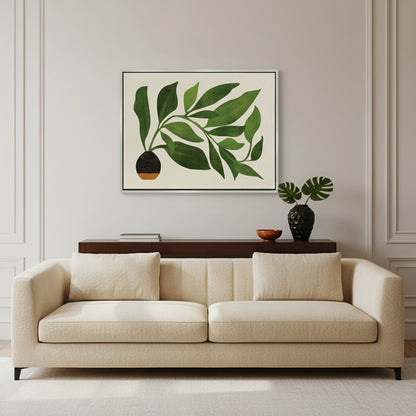 Abstract Green Leaf - Canvas
