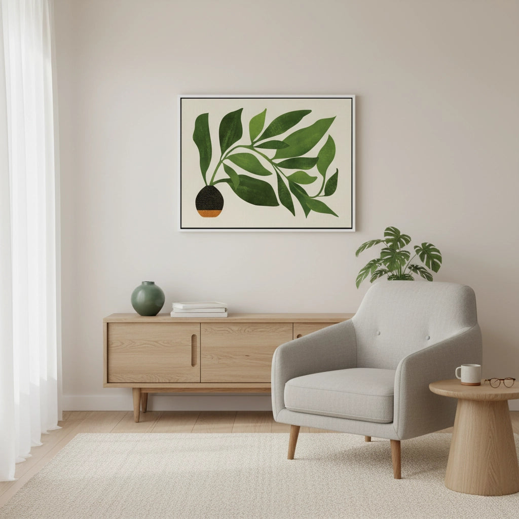 2Abstract Green Leaf - Canvas