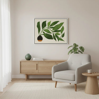 Abstract Green Leaf - Canvas