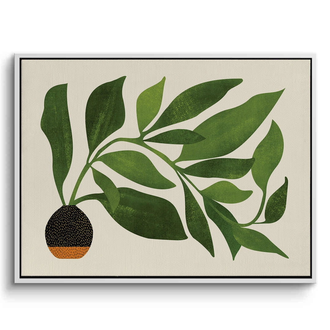 2Abstract Green Leaf - Canvas