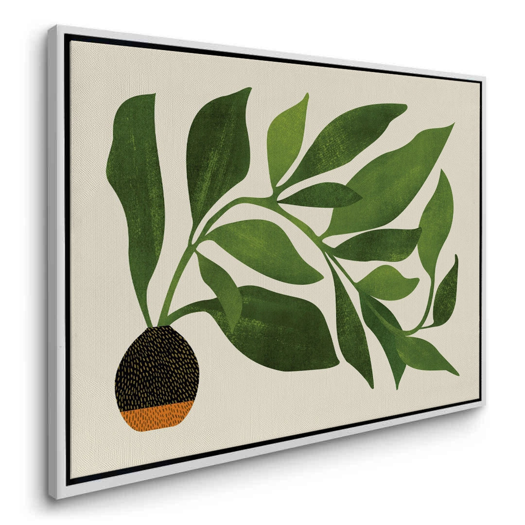 2Abstract Green Leaf - Canvas