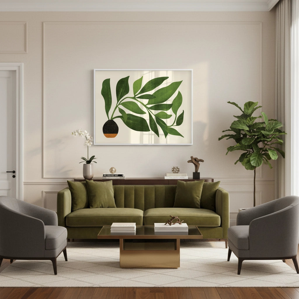 Abstract Green Leaf - Fine Art - Jasmineart.ae