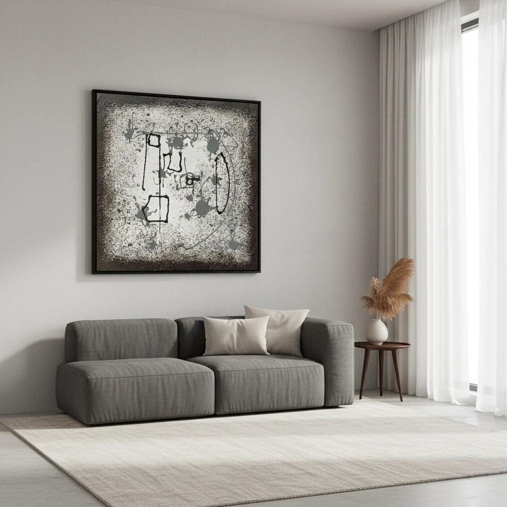 2Abstract Grey Drip Painting #AGDR220