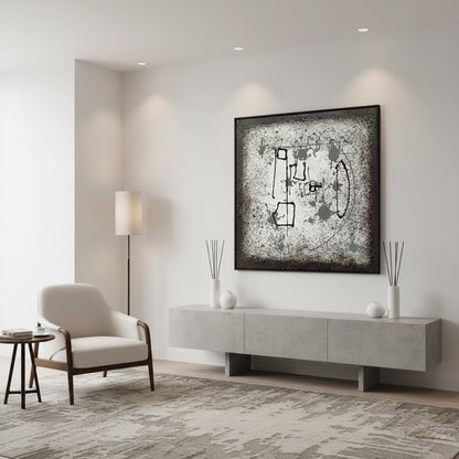 Abstract Grey Drip Painting #AGDR220