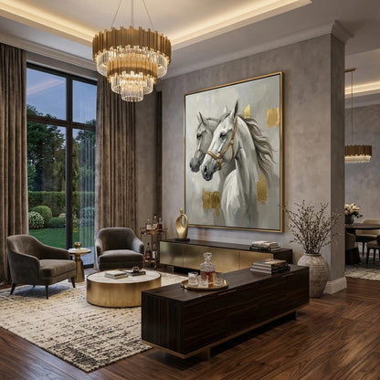 Abstract Grey Horse Duo #MAIN880