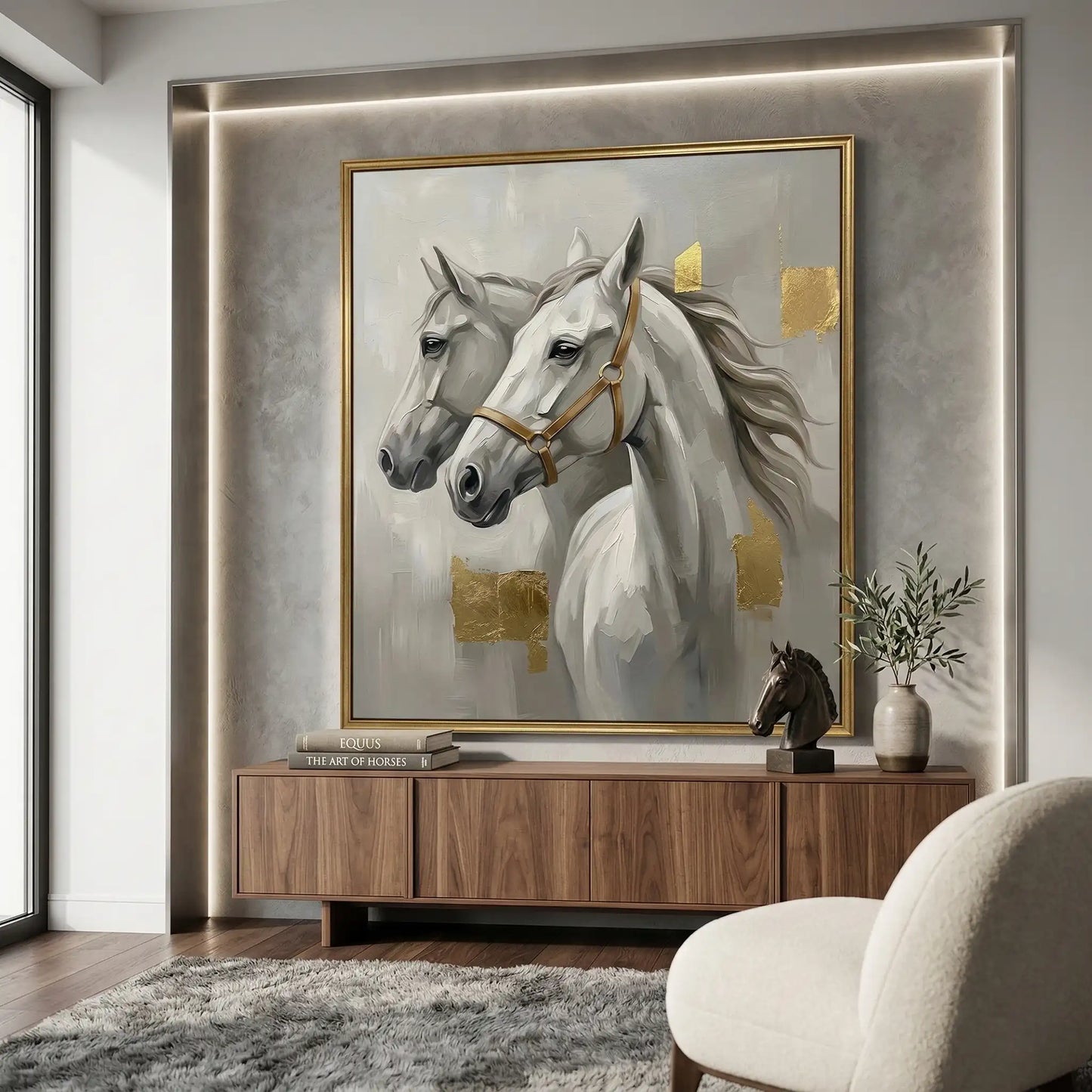 2Abstract Grey Horse Duo #MAIN880