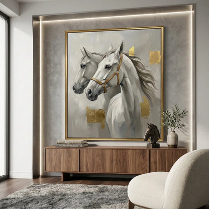 Abstract Grey Horse Duo #MAIN880