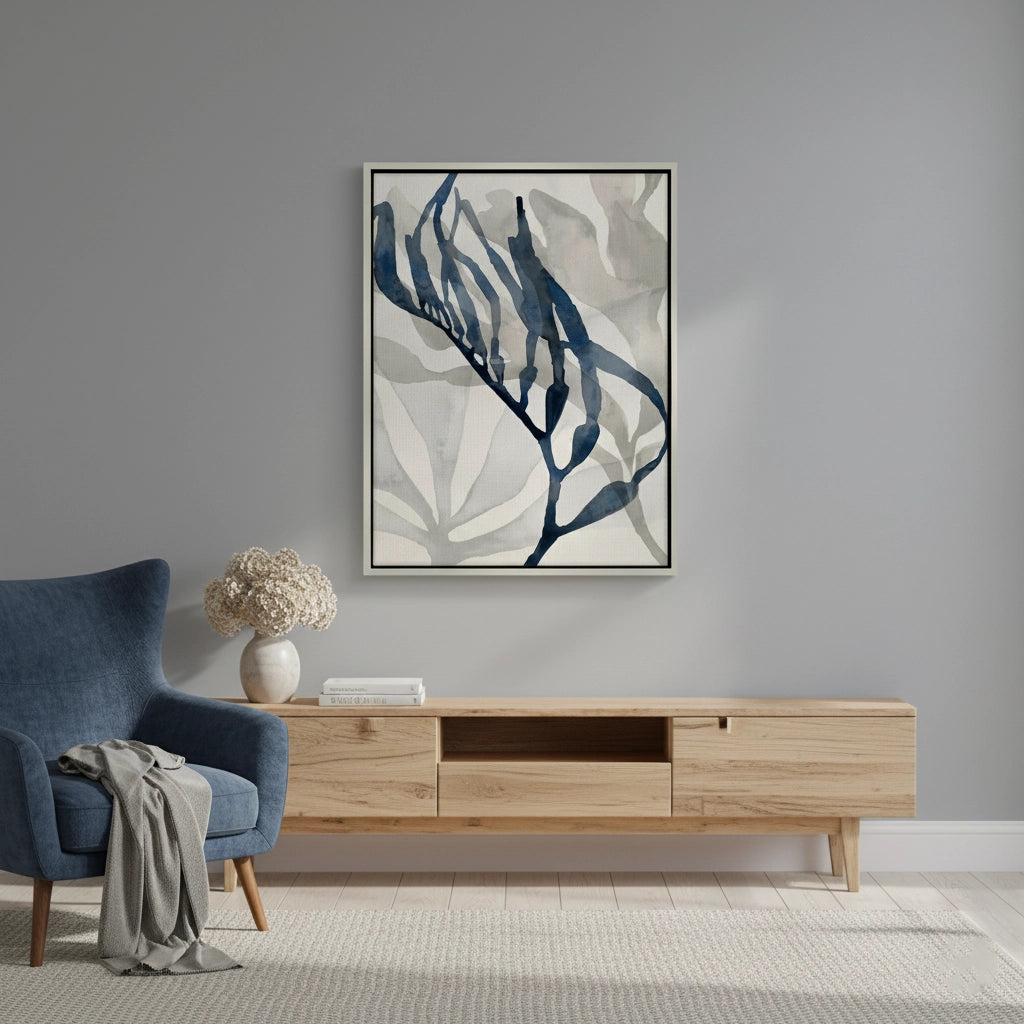 2Abstract Indigo Seaweed - Canvas