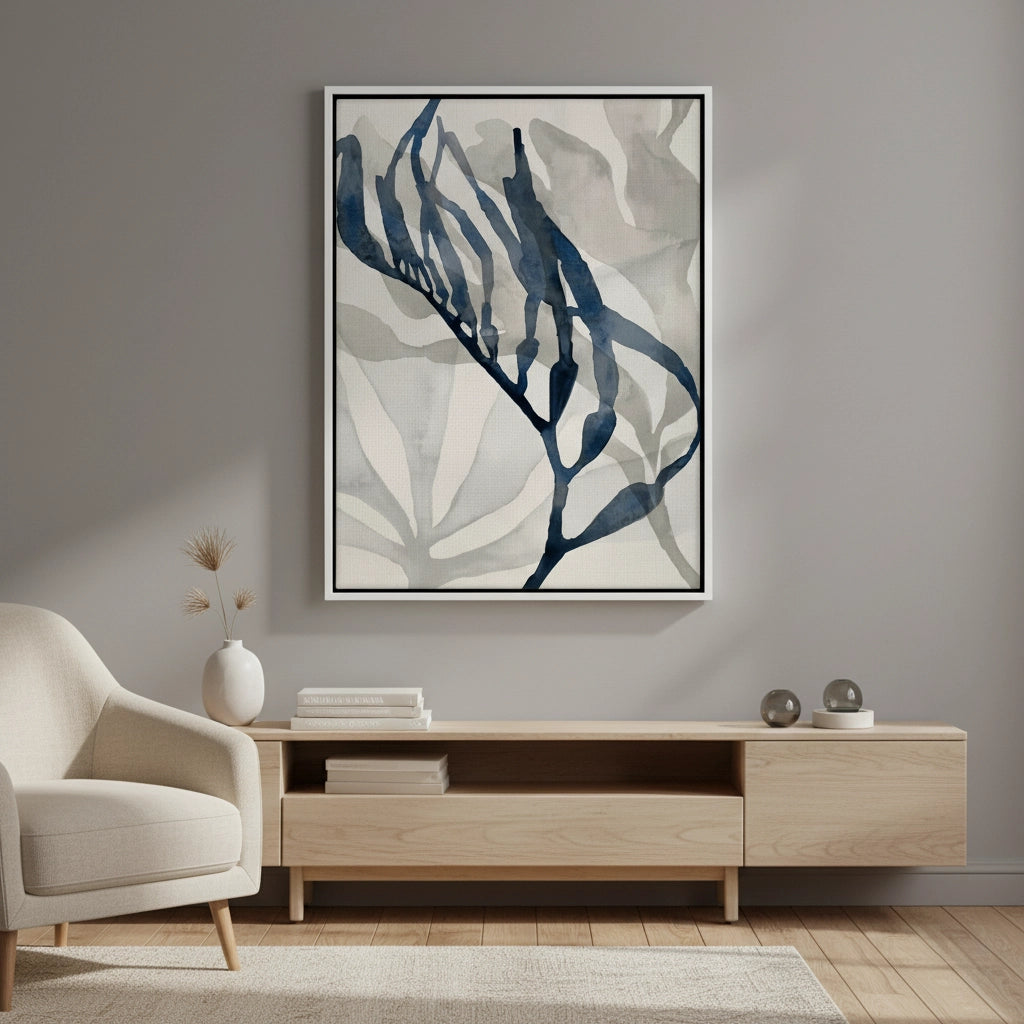 2Abstract Indigo Seaweed - Canvas