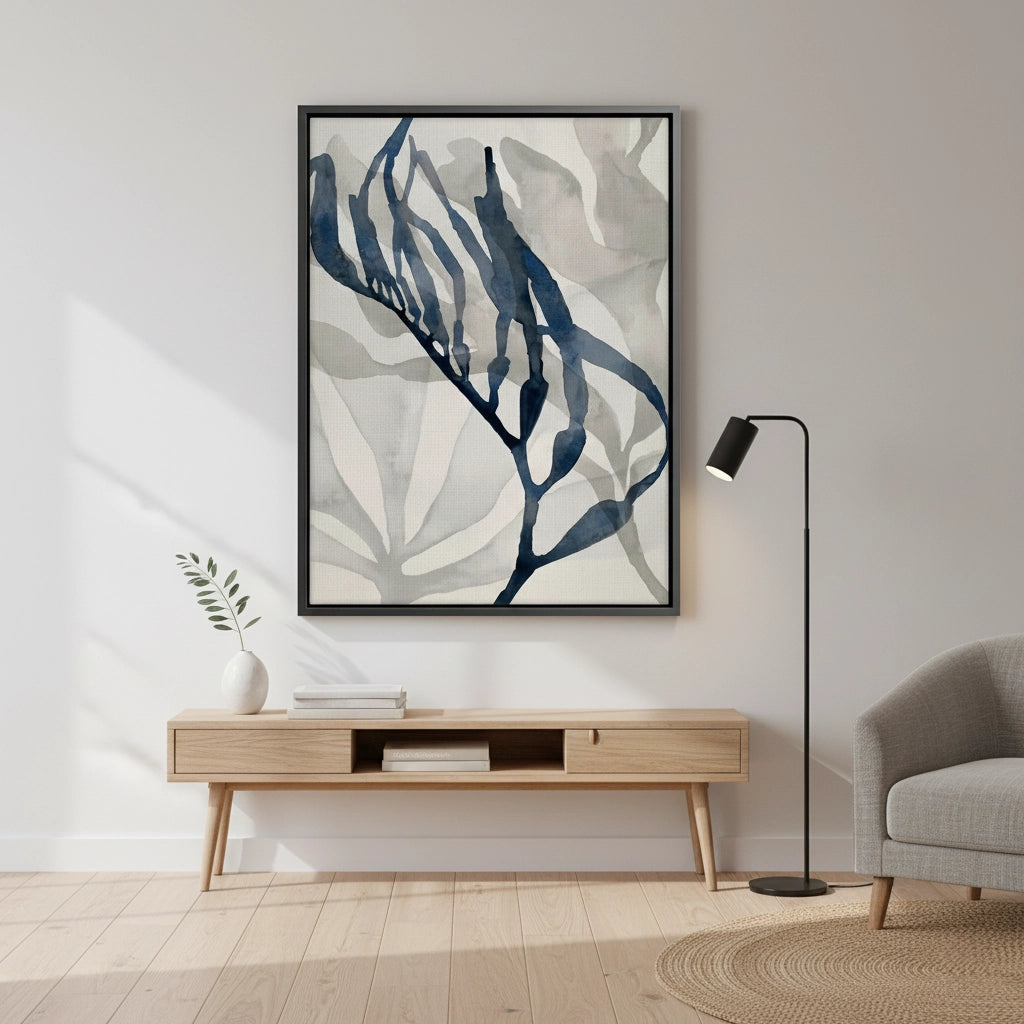 2Abstract Indigo Seaweed - Canvas