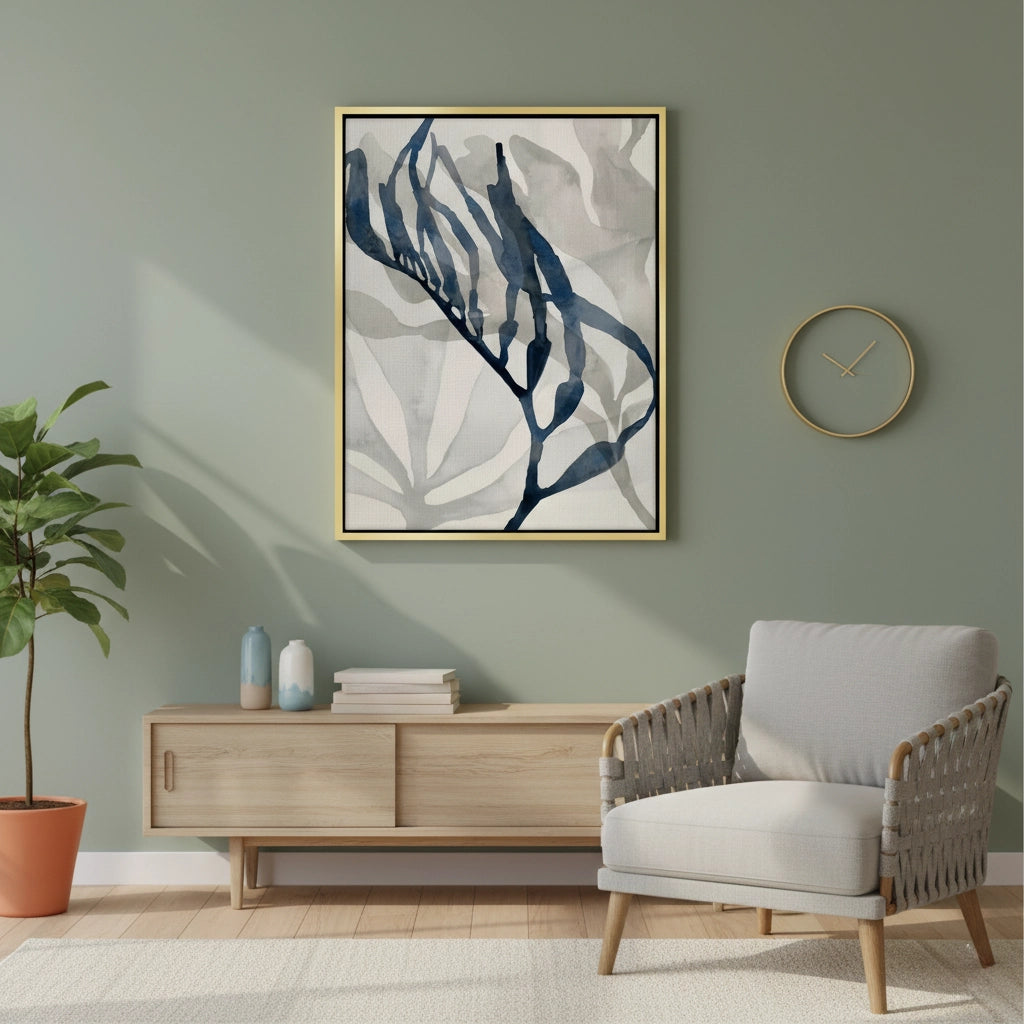 2Abstract Indigo Seaweed - Canvas