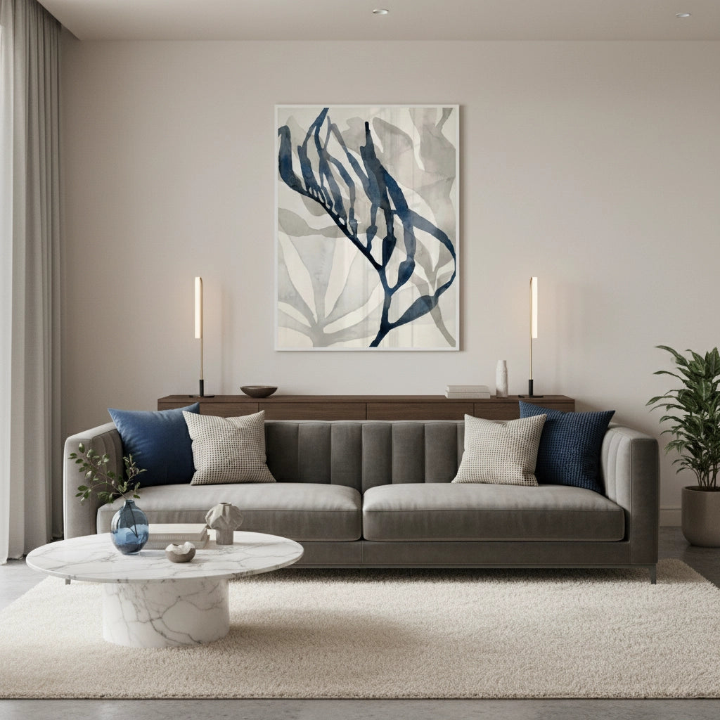 Abstract Indigo Seaweed - Fine Art - Jasmineart.ae