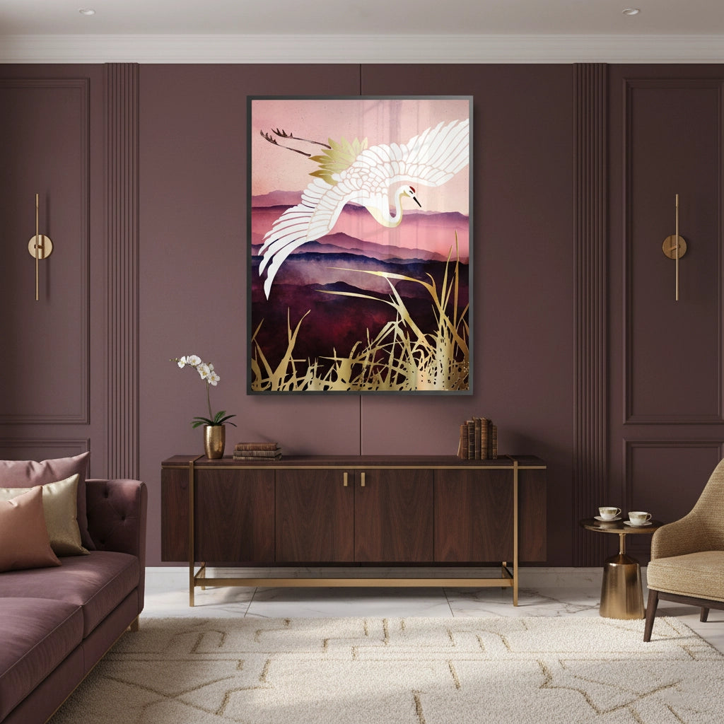 Abstract Japanese Crane - Fine Art - Jasmineart.ae