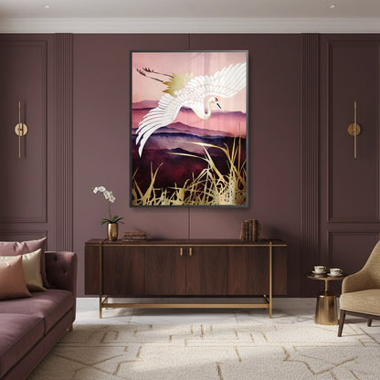 Abstract Japanese Crane - Fine Art