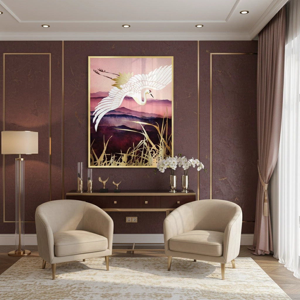 2Abstract Japanese Crane - Fine Art