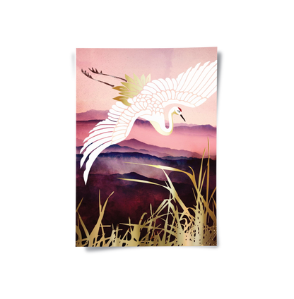 Abstract Japanese Crane - Poster