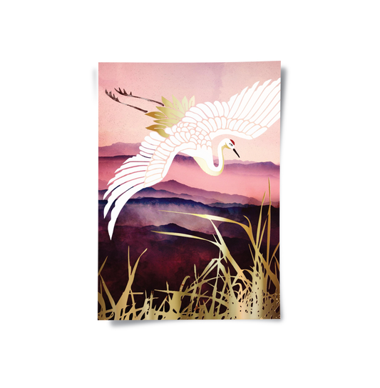 Abstract Japanese Crane - Poster