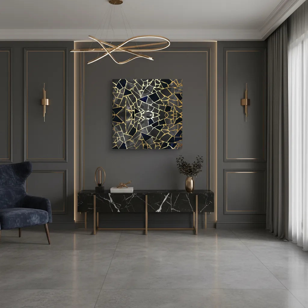 Abstract Kintsugi Stone - Canvas - Jasmineart.ae