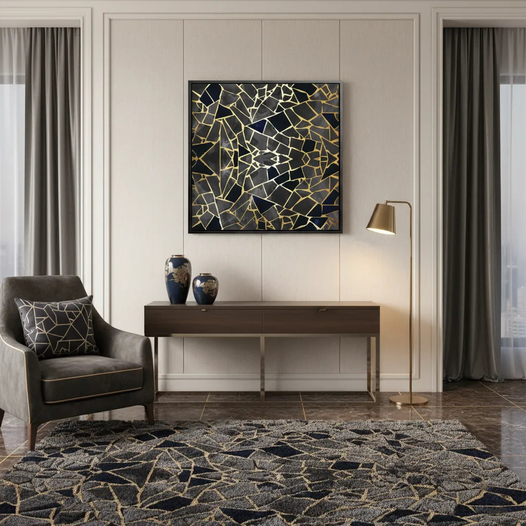 Abstract Kintsugi Stone - Canvas - Jasmineart.ae