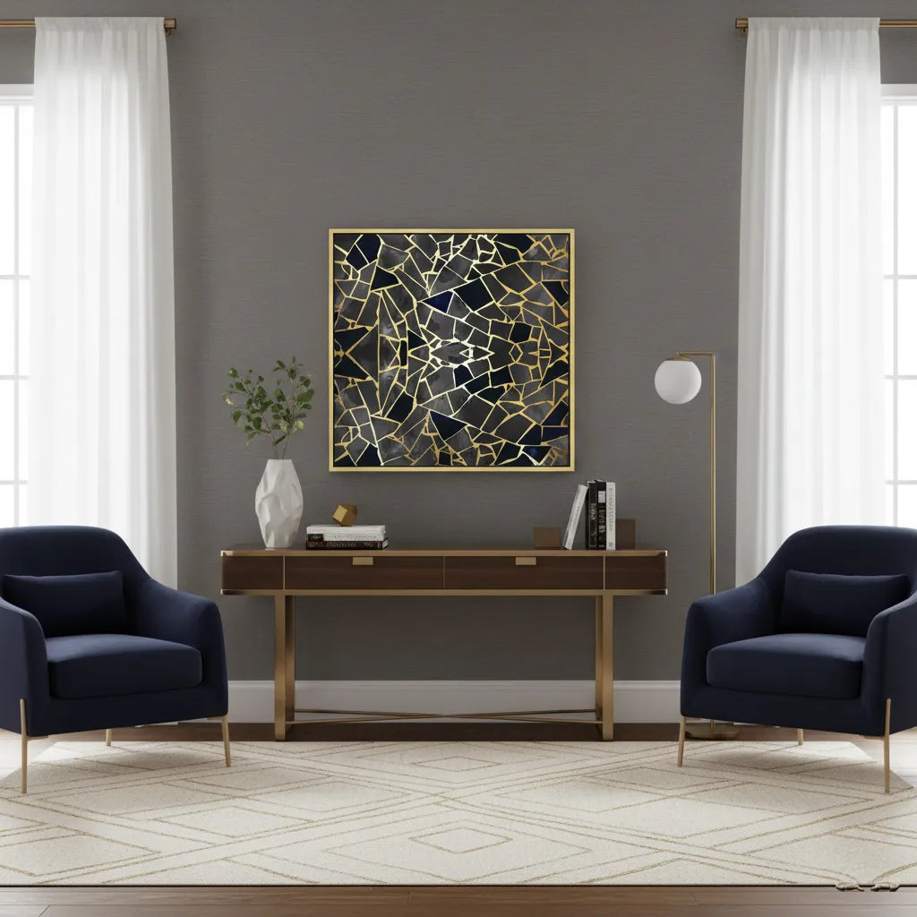 Abstract Kintsugi Stone - Canvas - Jasmineart.ae