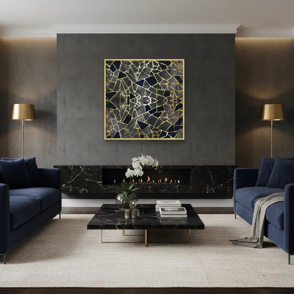 Abstract Kintsugi Stone - Fine Art - Jasmineart.ae