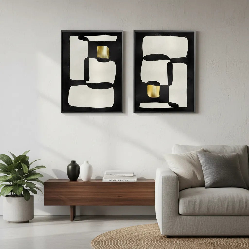 Abstract Modular Diptych Set of 2 - Canvas - Jasmineart.ae