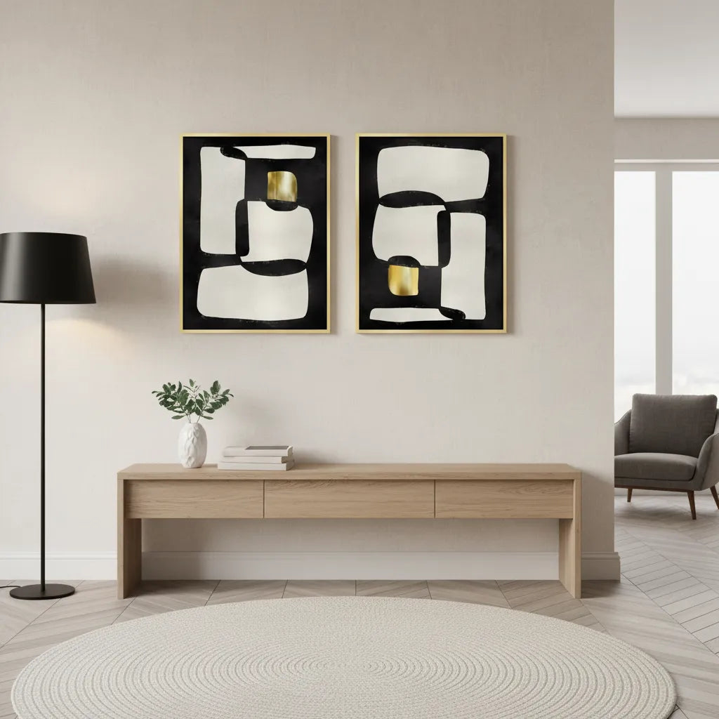Abstract Modular Diptych Set of 2 - Canvas - Jasmineart.ae