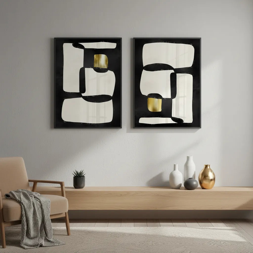 2Abstract Modular Diptych Set of 2 - Fine Art