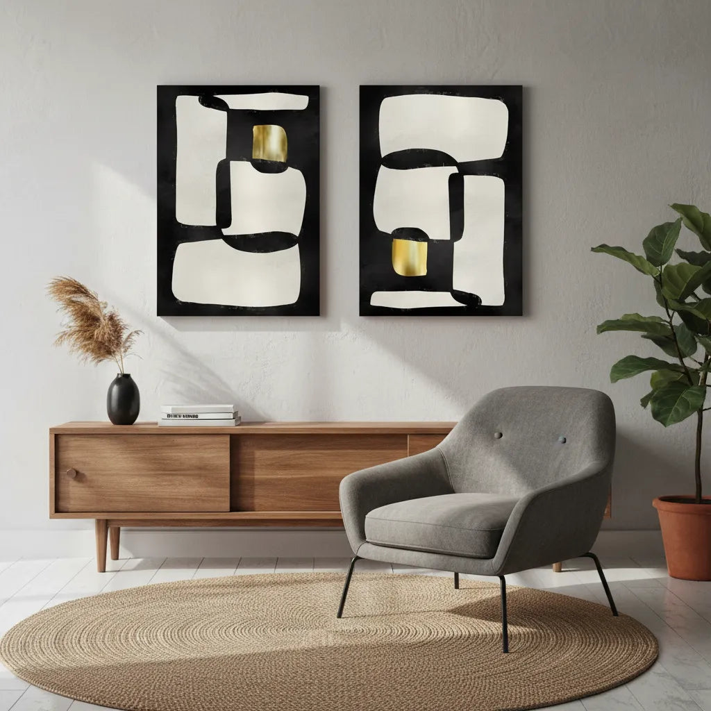 Abstract Modular Diptych Set of 2 - Canvas - Jasmineart.ae