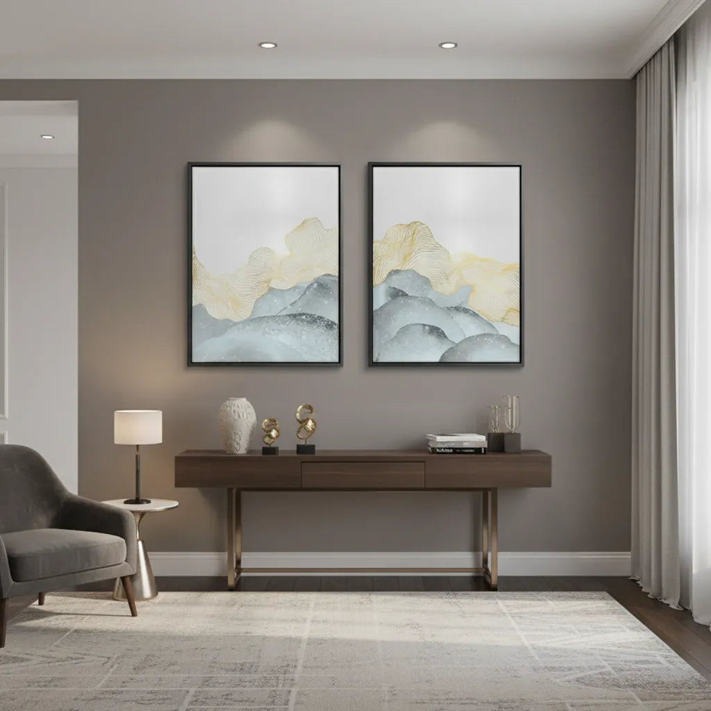Abstract Mountain Set of 2 - Canvas - Jasmineart.ae