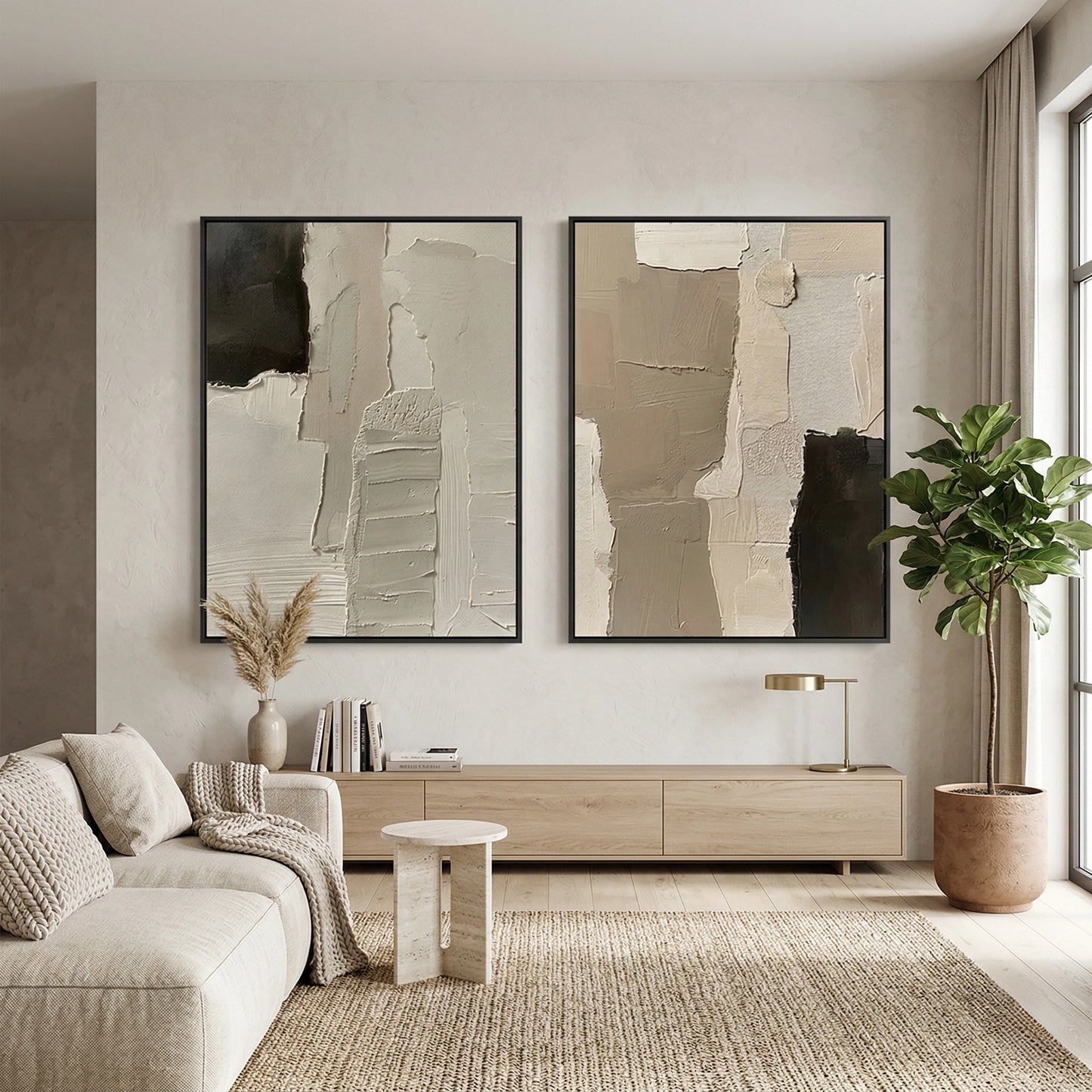 2Abstract Palette Set Of 2 premium wall art, textured and elegant, ideal for UAE interiors