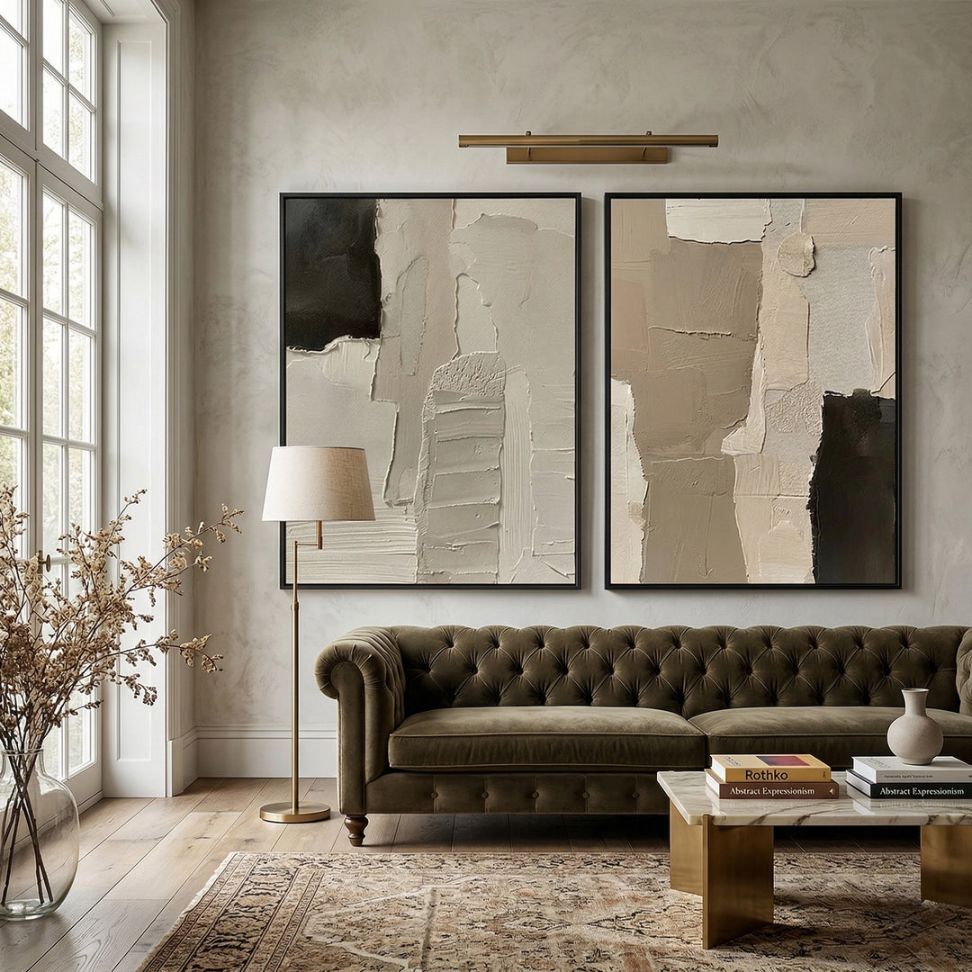 Abstract Palette Set Of 2 elegant contemporary wall art, premium design for Dubai and Abu Dhabi interiors