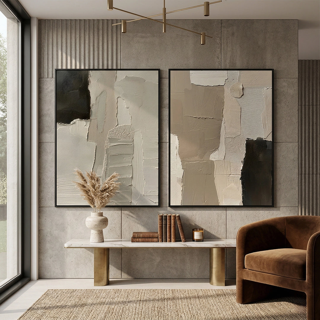 Abstract Palette Set Of 2 refined colorful minimalist luxury wall art for UAE spaces