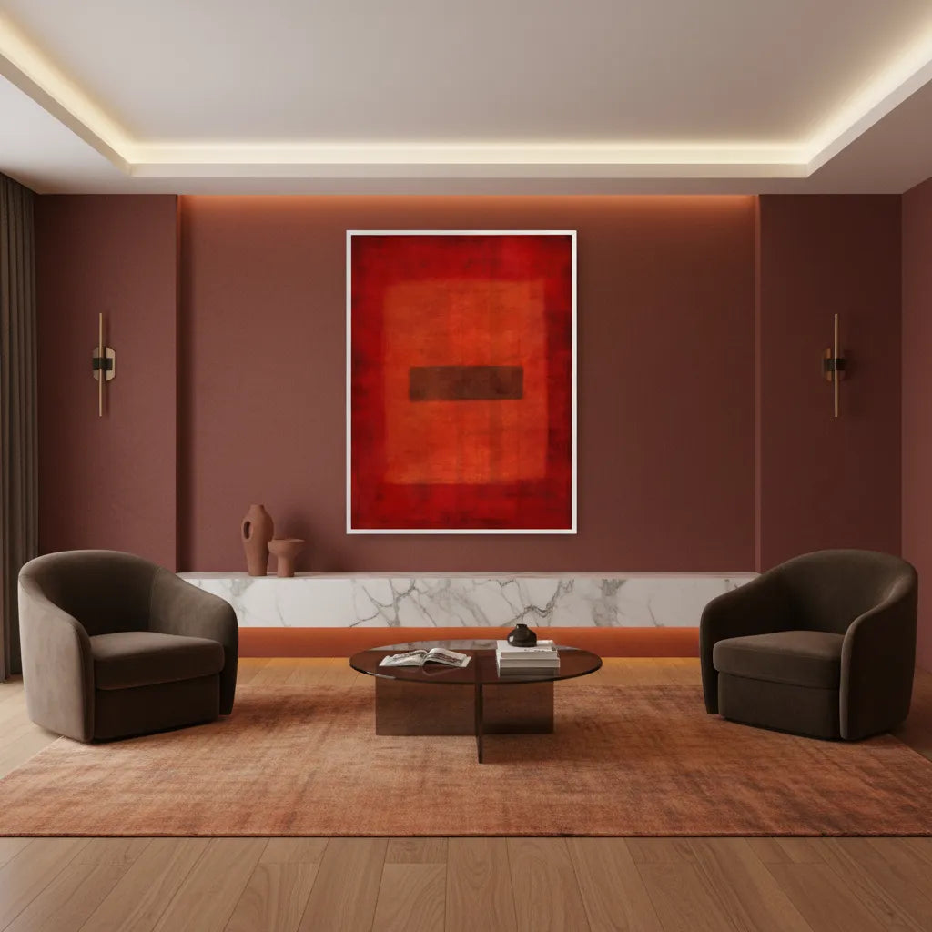 Abstract Red Color Field - Fine Art - Jasmineart.ae