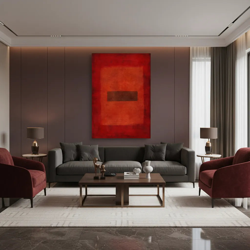 Abstract Red Color Field  - Canvas - Jasmineart.ae