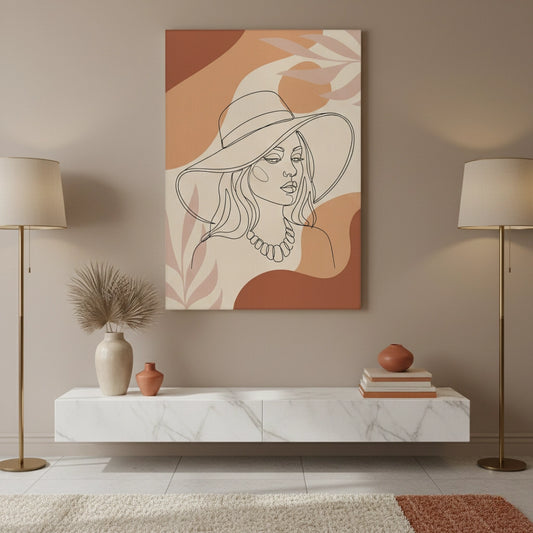 Abstract Sun Hat Lady - Canvas