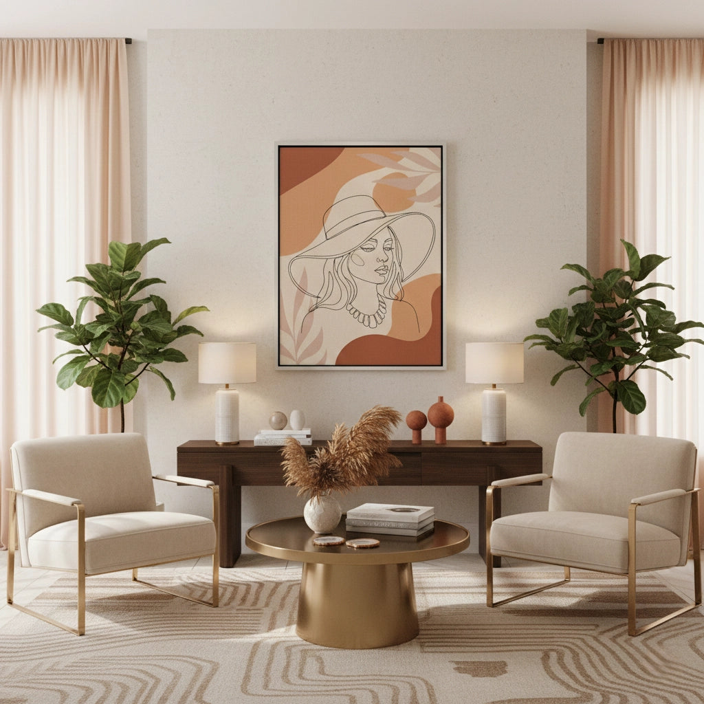 2Abstract Sun Hat Lady - Canvas