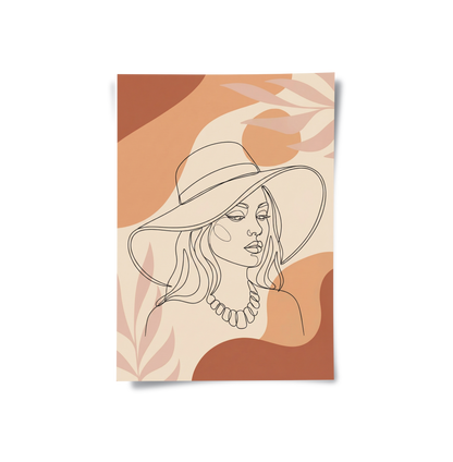 Abstract Sun Hat Lady - Poster