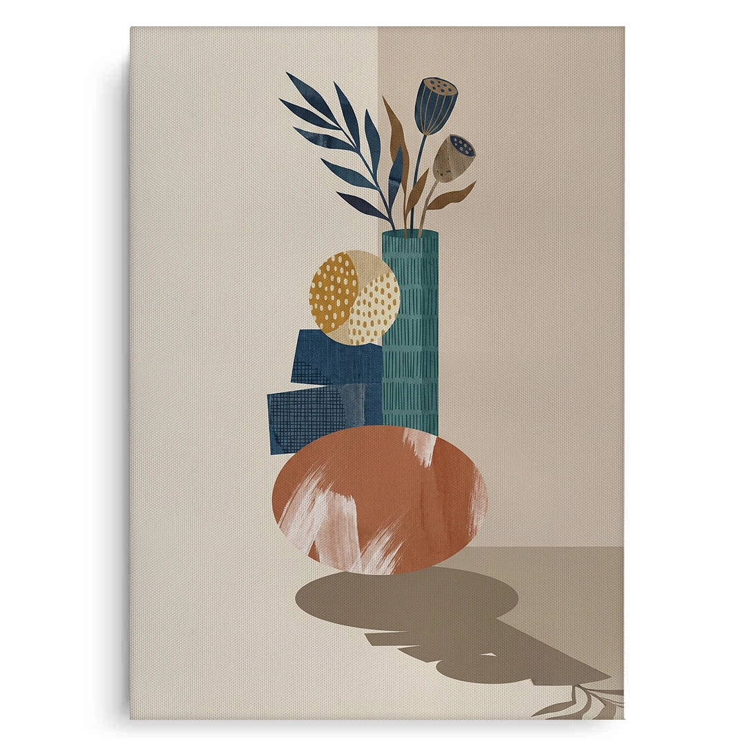 2Abstract Vase and Dried Flowers - Canvas