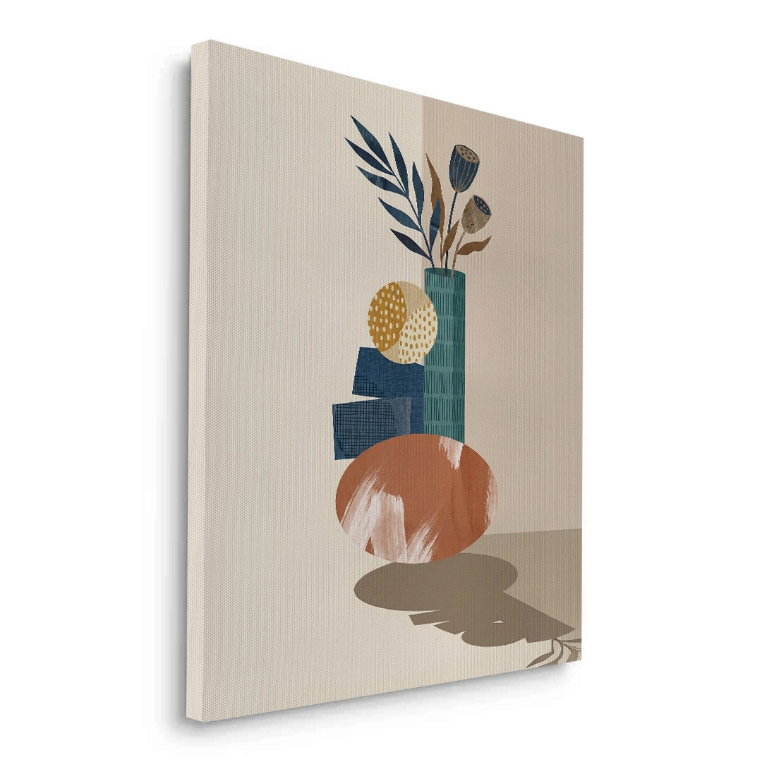 2Abstract Vase and Dried Flowers - Canvas