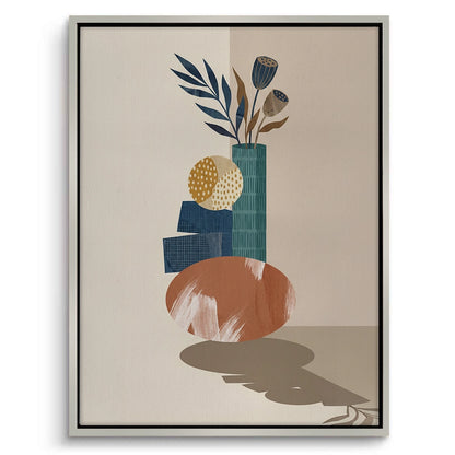 Abstract Vase and Dried Flowers - Canvas