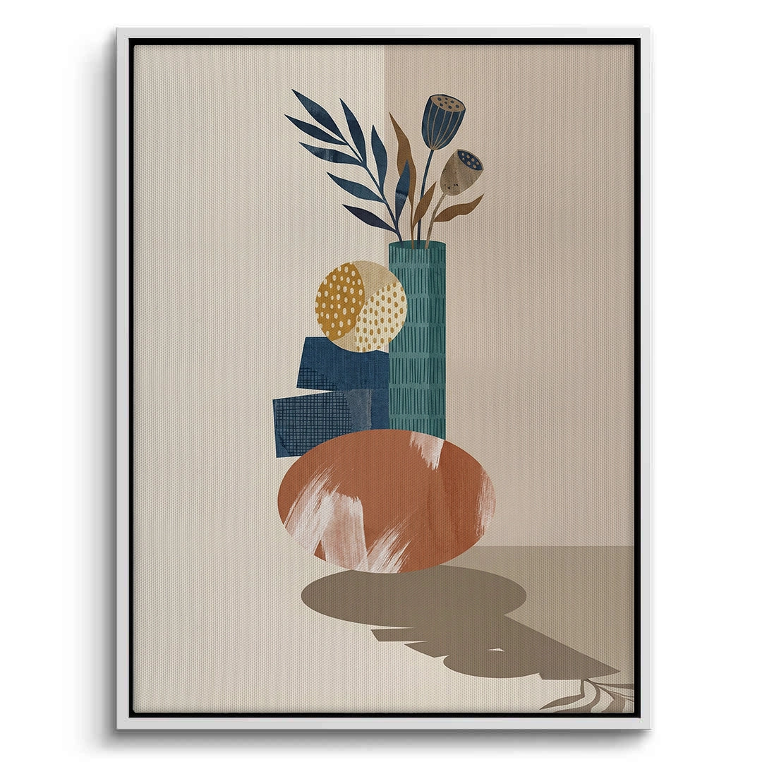 2Abstract Vase and Dried Flowers - Canvas