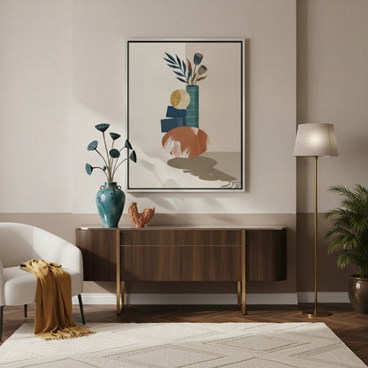 Abstract Vase and Dried Flowers - Canvas