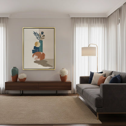 Abstract Vase and Dried Flowers - Canvas