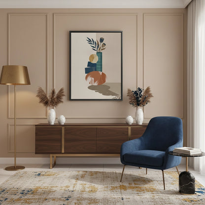 Abstract Vase and Dried Flowers - Canvas